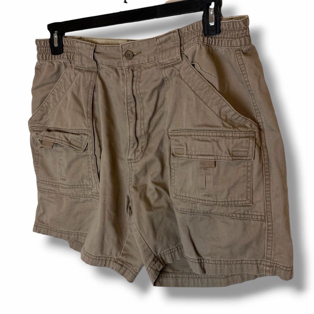 St Johns Bay Mens Tan Khaki Cargo Shorts Size 36